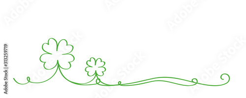 four leaf lucky clover calligraphic border isolated on white background vector illustration EPS10