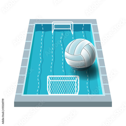 Water polo isolated icon, swimming pool with gates