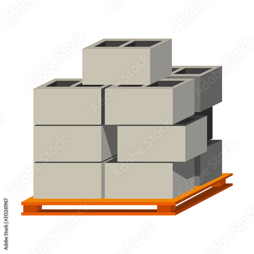 Heavy concrete building blocks pile isolated icon