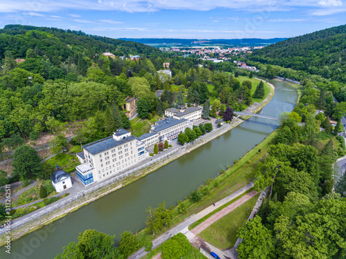 Aerial view of Teplice nad Becvou (Czech republic)