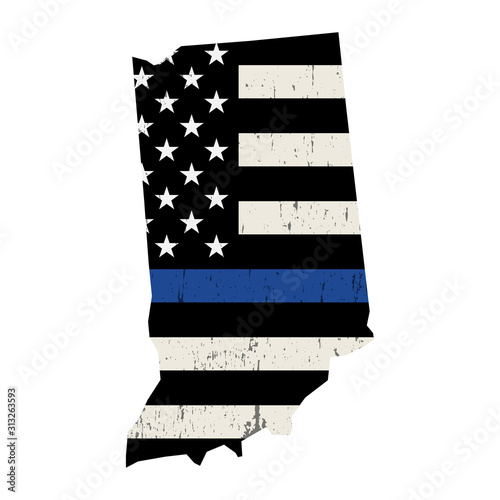 State of Indiana Police Support Flag Illustration