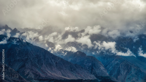 Low hanging clouds along the Karakoram Highway in northern Pakistan, taken in August 2019