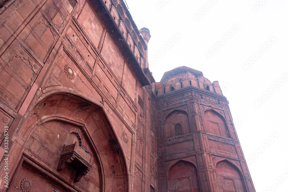Exterior of the Red Fort in Delhi India - known as Delhi Gate