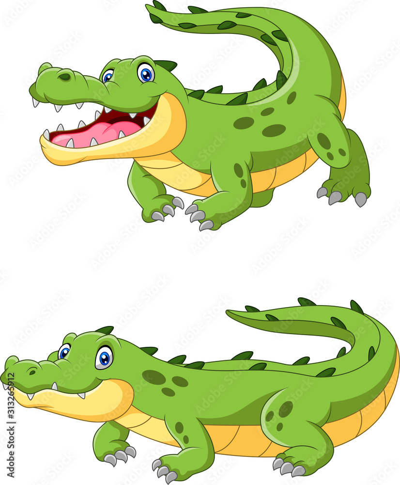 Fototapeta premium Happy Cartoon crocodile are creeping