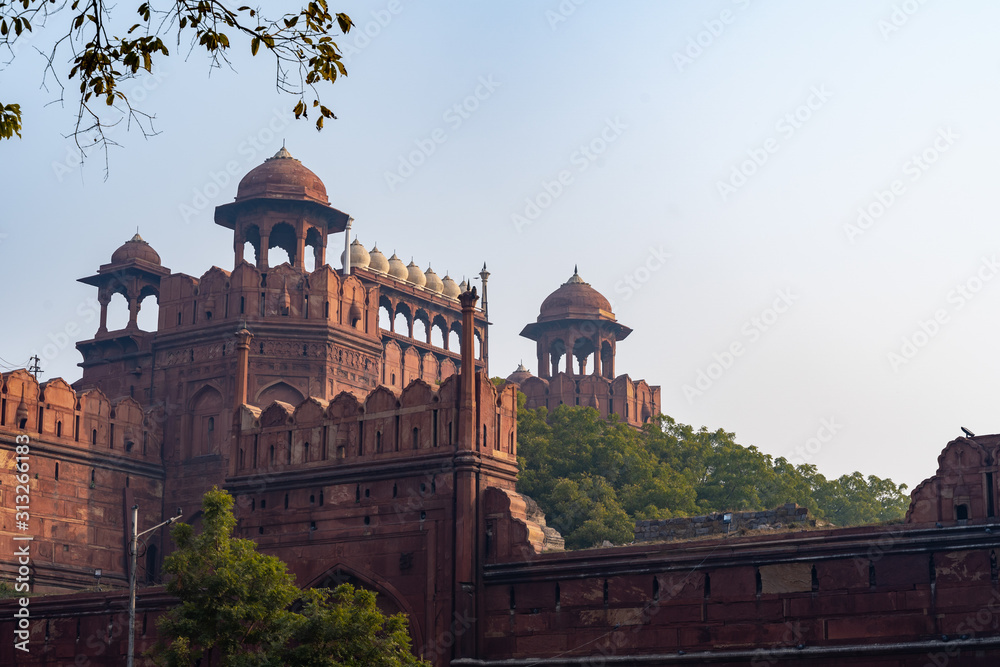 Red Fort (Lal Qila) Delhi India, a  World Heritage Site made of red sandstone, built during the Mughal regime