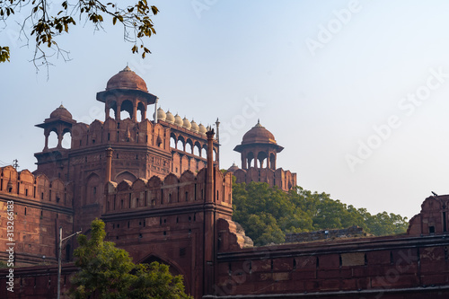 Red Fort (Lal Qila) Delhi India, a  World Heritage Site made of red sandstone, built during the Mughal regime © MelissaMN
