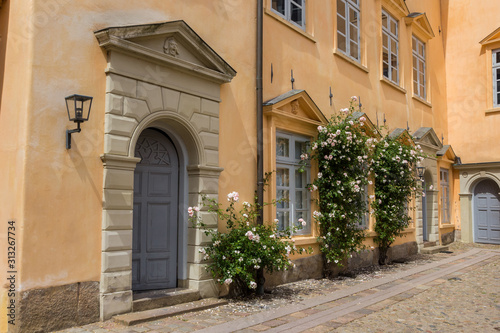 Fototapeta Naklejka Na Ścianę i Meble -  Door and windows on the courtyard of the castle in Eutin, Germany