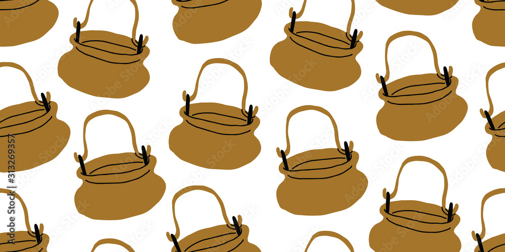 vector seamless pattern with witch cauldrons