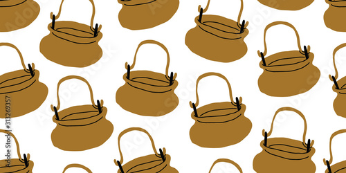 vector seamless pattern with witch cauldrons