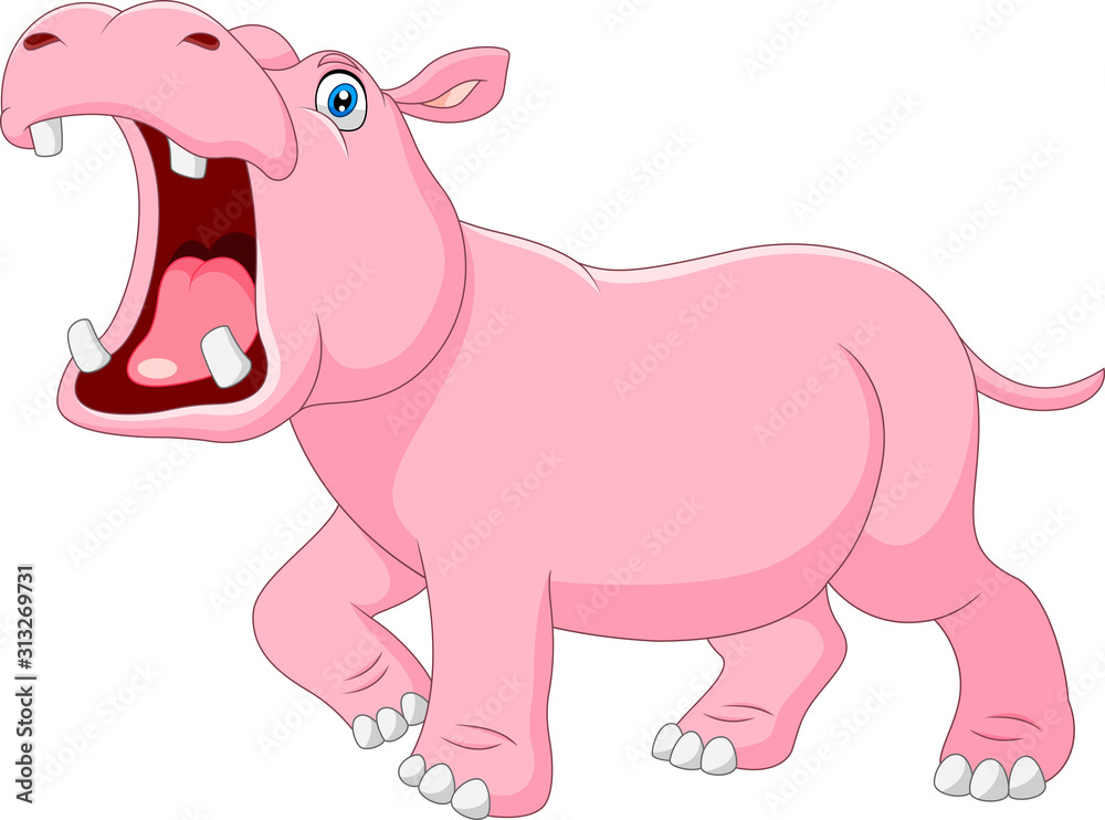 Cartoon Hippo with open mouth