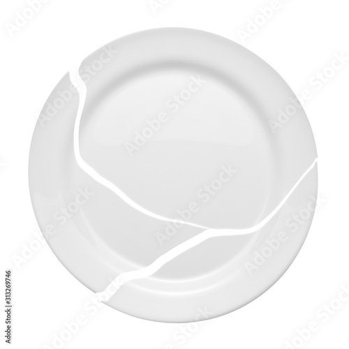 broken plate isolated on a white background