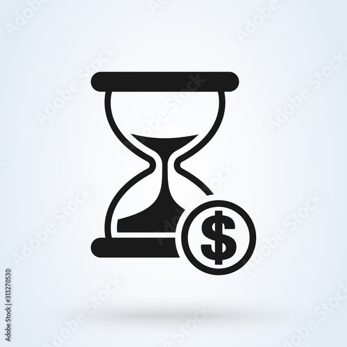 hourglass dollar time, vector modern icon design illustration