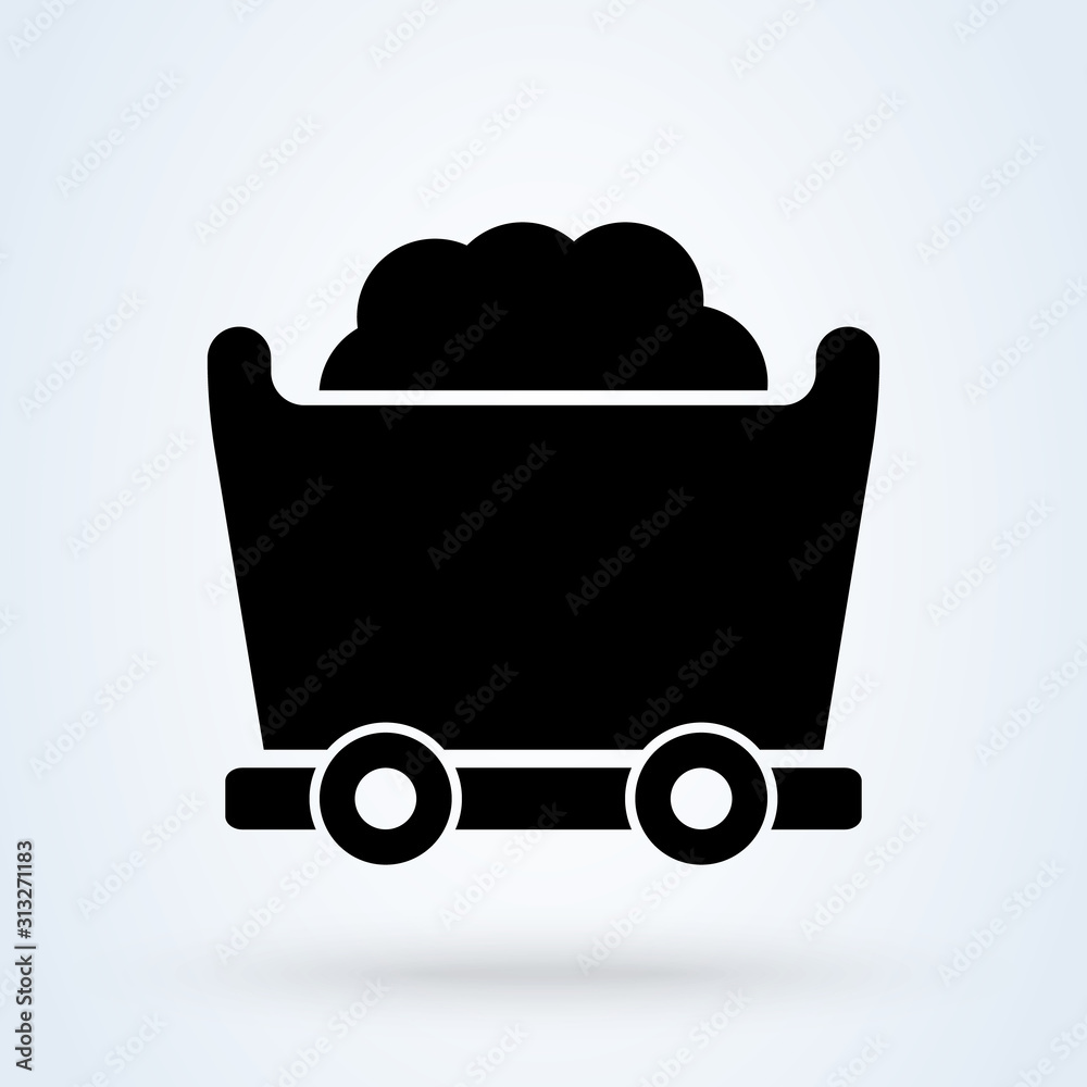 Mine Cart Simple modern icon design illustration. Mine Cart Simple modern icon design illustration.