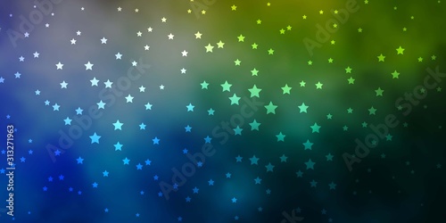 Dark Blue, Yellow vector background with colorful stars. Shining colorful illustration with small and big stars. Pattern for websites, landing pages. © Guskova