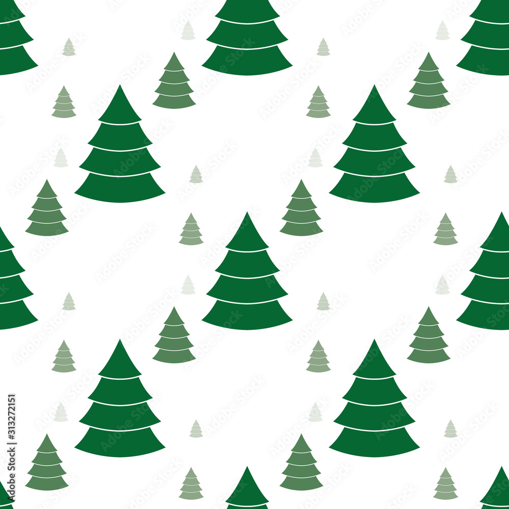 Simple seamless pattern background with Christmas trees. Vector EPS10