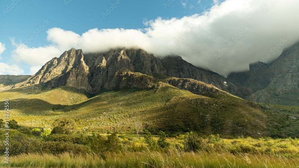 South African Green lush Mountain landscape Cliffs