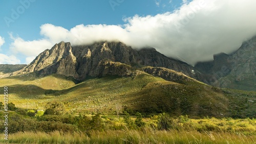 South African Green lush Mountain landscape Cliffs