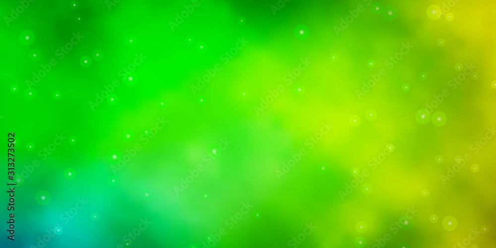 Light Green, Yellow vector background with colorful stars. Colorful illustration with abstract gradient stars. Design for your business promotion.