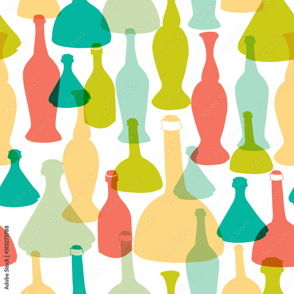 Colorful stylish glass bottles seamless pattern Colorful stylish glass bottles seamless pattern