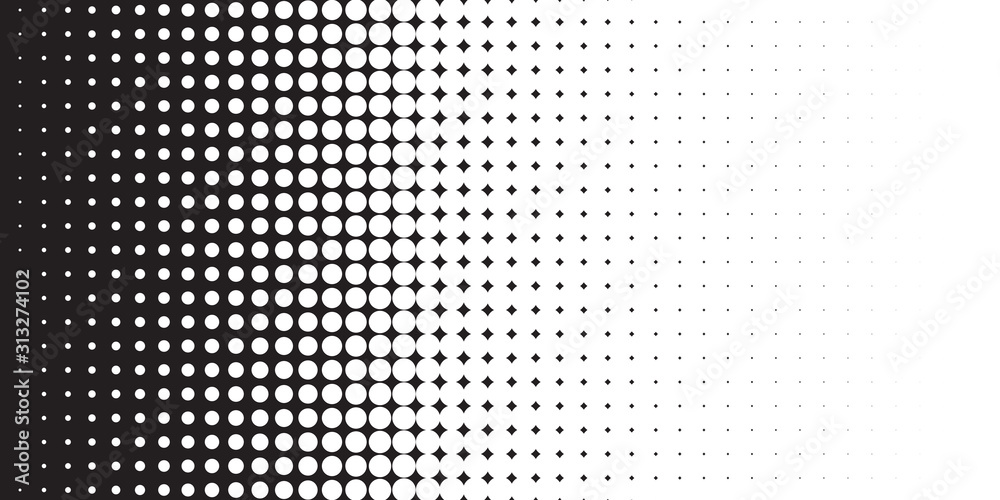 Abstract halftone black and white vector background. Grunge effect dotted pattern. Vector graphic for web business designs.