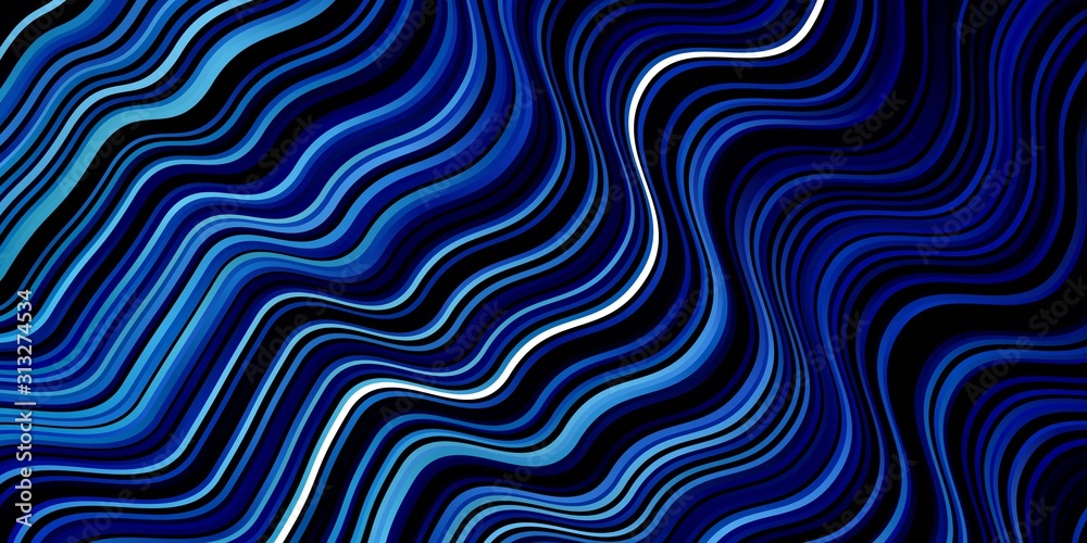 Dark BLUE vector template with curves. Abstract illustration with gradient bows. Best design for your ad, poster, banner.