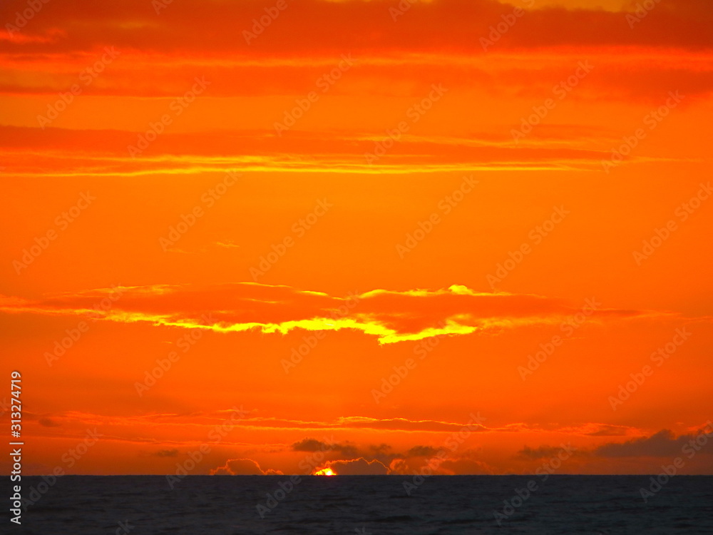 fiery beautiful orange glow sunset