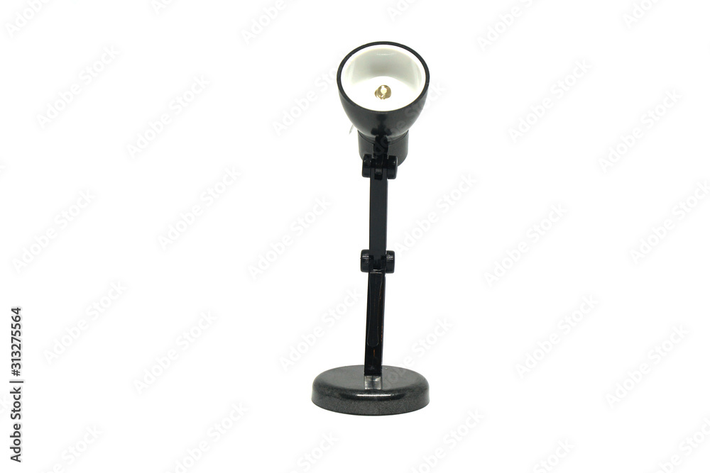 Black table lamp isolated white background - interior design - vintage style