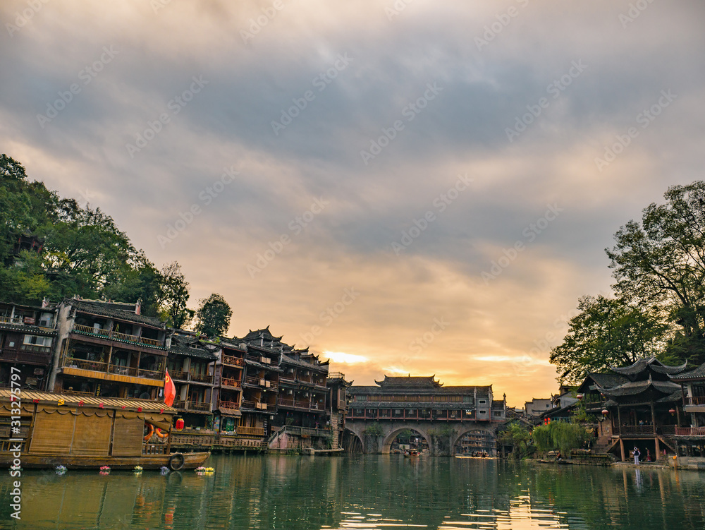 Scenery view of fenghuang old town .phoenix ancient town or Fenghuang County is a county of Hunan Province, China