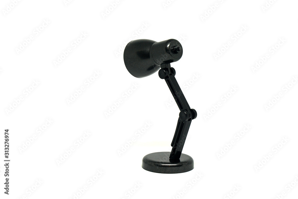 Black table lamp isolated white background - interior design - vintage style