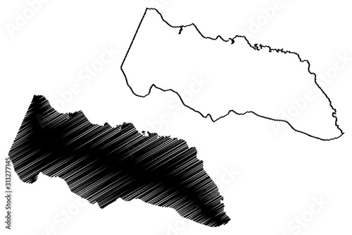 Portland Parish (Parishes of Jamaica, Surrey County) map vector illustration, scribble sketch Portland map