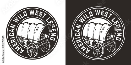 Vintage monochrome wild west round badge