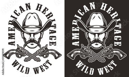 Monochrome vintage wild west emblem