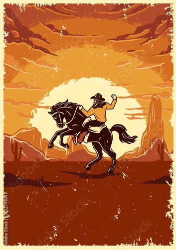 Vintage wild west colorful template