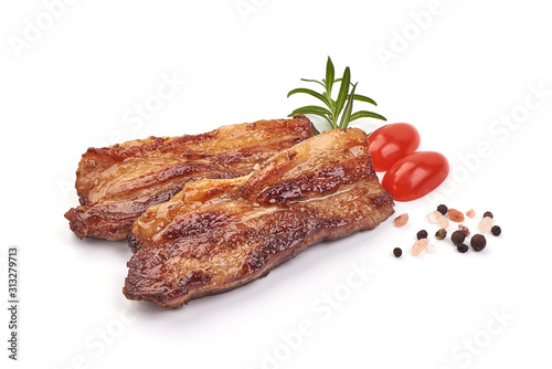 Fried pork belly, isolated on white background
