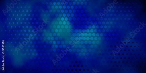 Dark BLUE vector backdrop with dots. Glitter abstract illustration with colorful drops. Design for your commercials.