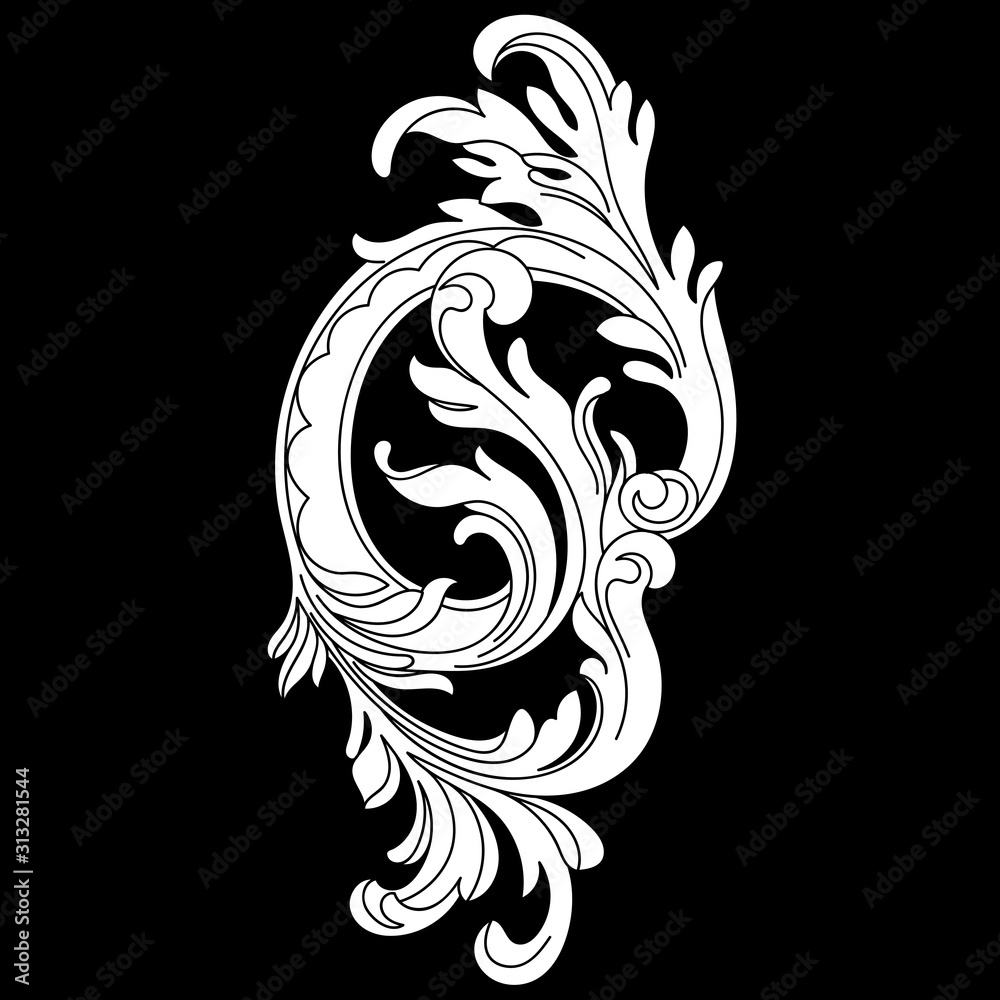 vintage baroque ornament, corner. Retro pattern antique style acanthus. Decorative design element filigree calligraphy vector. - stock vector	