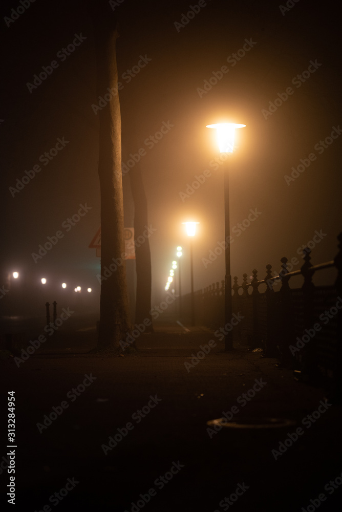 Straße, Alee im Nebel, Lichtstimmung Straße, Alee im Nebel, Lichtstimmung