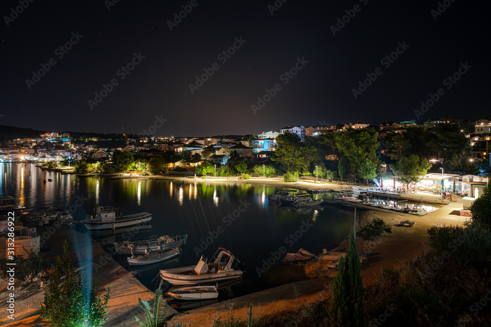 okrug Gornji marina at night, Ciovo Island