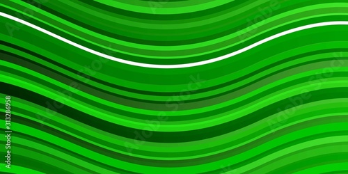 Light Green vector pattern with curved lines. Illustration in halftone style with gradient curves. Design for your business promotion.