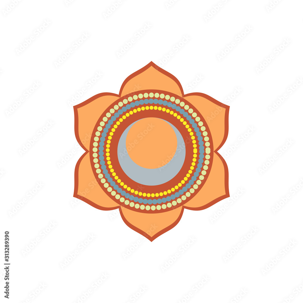 Swadhisthana Sacral Chakra The Symbol Of The Second Human Chakra Vector Illustration Isolated