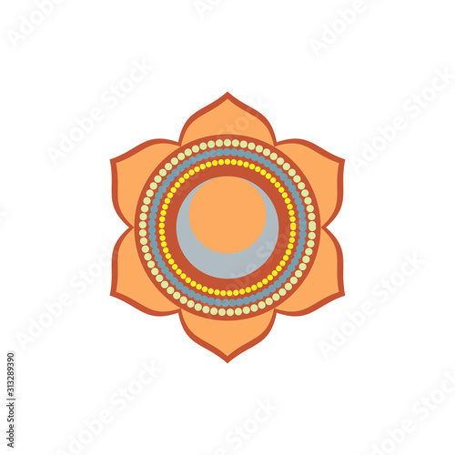 Swadhisthana.Sacral Chakra. The symbol of the second human chakra.Vector illustration isolated on white background.