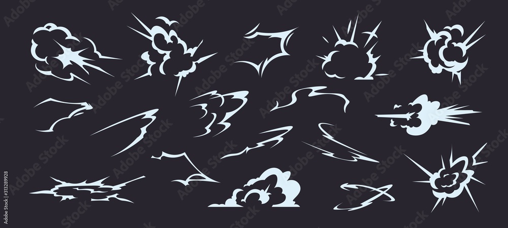 Cartoon explosion smoke effect. Comic shiny ring, power blast circles and swirl animation element, spark space effects. Vector set graphics shape white flash design Stock Vector | Adobe Stock Cartoon explosion smoke effect. Comic shiny ring, power blast circles and swirl animation element, spark space effects. Vector set graphics shape white flash design Stock Vector | Adobe Stock
