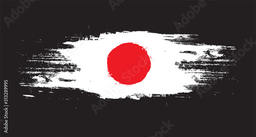 Japan flag paint brush strokes isolated on black background. Vector illustration