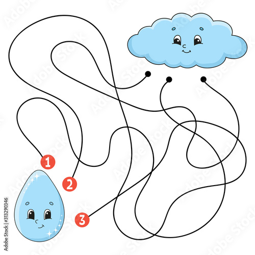 Maze. Game for kids. Funny labyrinth. Education developing worksheet. Puzzle for children. Activity page. Riddle for preschool. Cute cartoon character. Logical conundrum. Color vector illustration.
