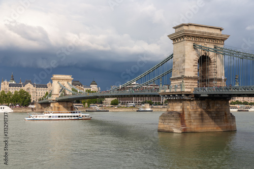 Danube river with Chain Bridge in Budapest, capital city Hungary