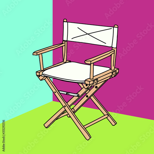 Folding director's chair on the set