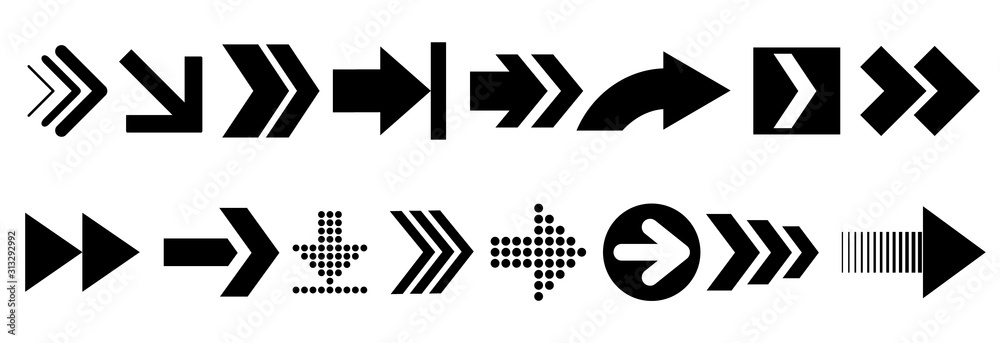 Fotografie Arrows vector collection with elegant style and black color