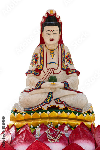 Canvas Print Guanyin sculpture in isolated white background with the clipping path