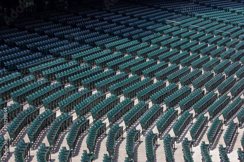 Seats in a baseball stadium