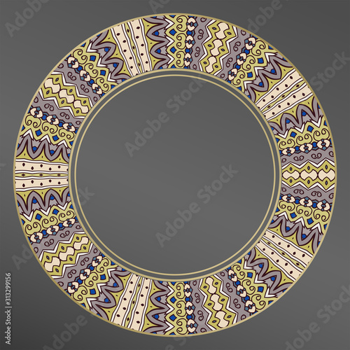 Creative color abstract geometric pattern, vector seamless.  Decorative plate in gold for interior design. Home decor. porcelain design.